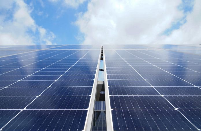 Solar photovoltaic panels and solar photovoltaic power generation systems The power plant has rows of solar photovoltaic panels for producing clean electricity. The concept of zero-emission renewable electricity