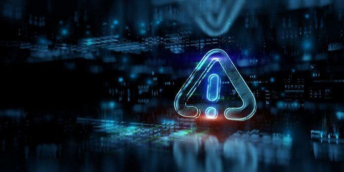 Cybersecurity Threat Detection Background. Digital Warning with Alert Symbol Warning of Hacker / Virus Spyware Activity From forecasts to resilience. How AI can help infrastructure act before disaster strikes