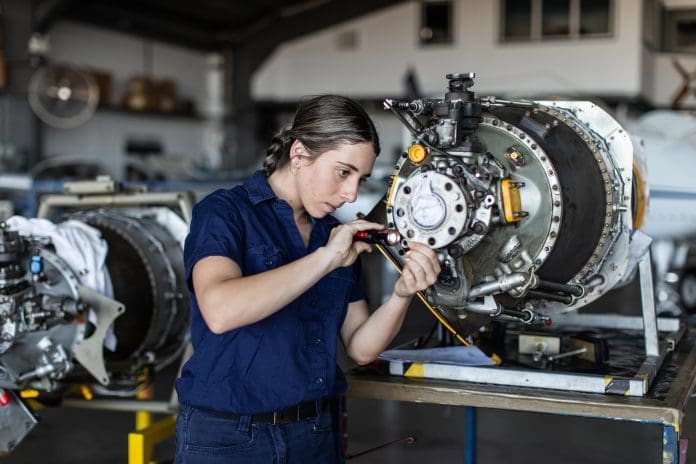 Real life young female aircraft engineer apprentice at work The BESA Industry Awards 2026 will recognise apprentices and firms