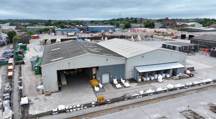 Aerial shot of a logistics warehouse