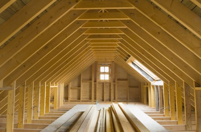 View of A-frame attic in a newly-built home Timber-first housing: Turning a material opportunity into a housing delivery strategy