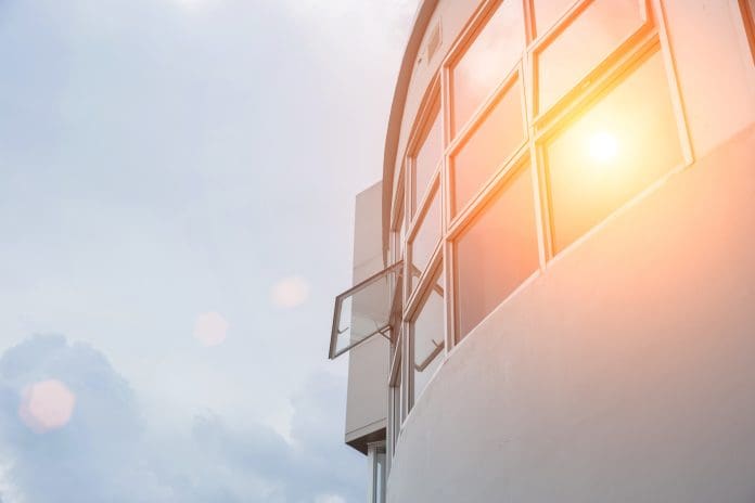 Hot weather high sunny day office windows UV protection exterior outdoor CIBSE TM59 will help with construction overheating assessments