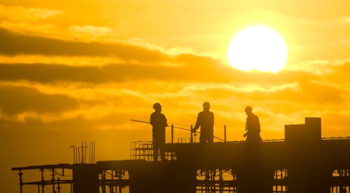silhouette of construction worker